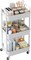 3-Tier Plastic Rolling Utility Cart with Handle, Multi-Functional Storage Trolley for Office, Living Room, Kitchen, Movable Storage Organizer with Wheels, White